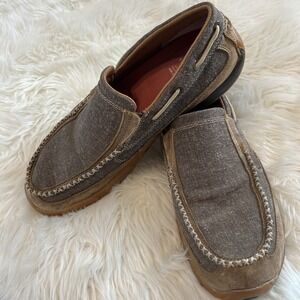 Twisted X Men's ecoTWX Slip-On Driving Moccasins‎ Size 9.5M Tweed Leather